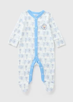 Baby White Manchester City Sleepsuit (Newborn-18mths)