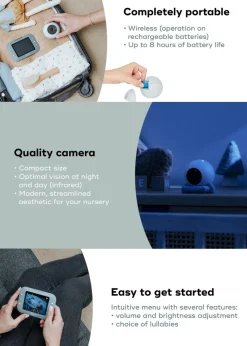 Babymoov Blue Yoo Roll Wire Free Baby Video Monitor