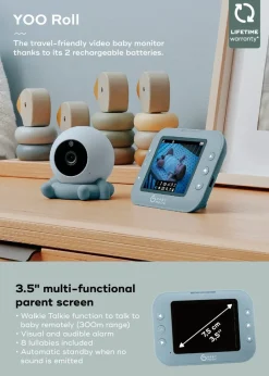 Babymoov Blue Yoo Roll Wire Free Baby Video Monitor