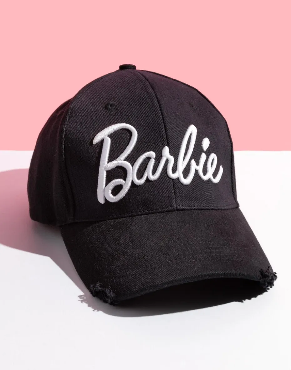 Barbie Black Logo Adjustable Curved Peak Baseball Cap
