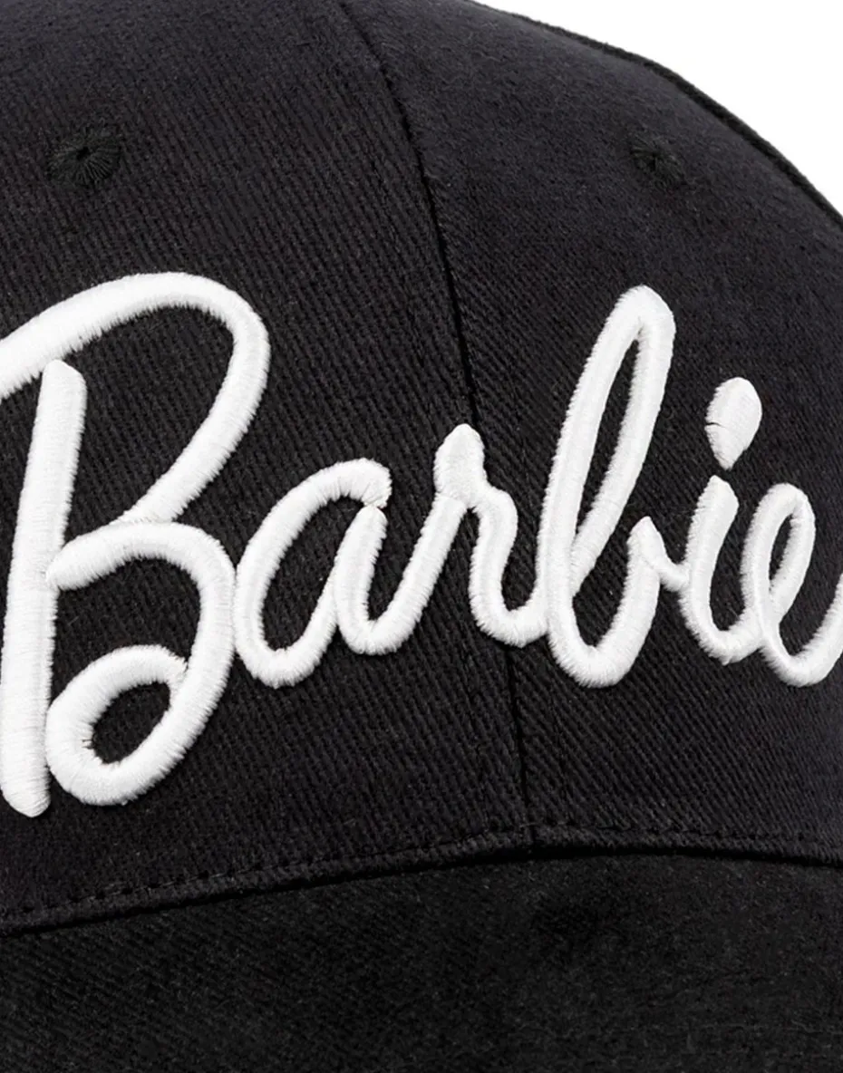 Barbie Black Logo Adjustable Curved Peak Baseball Cap