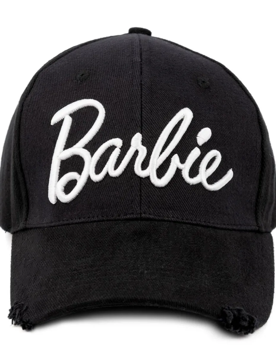 Barbie Black Logo Adjustable Curved Peak Baseball Cap