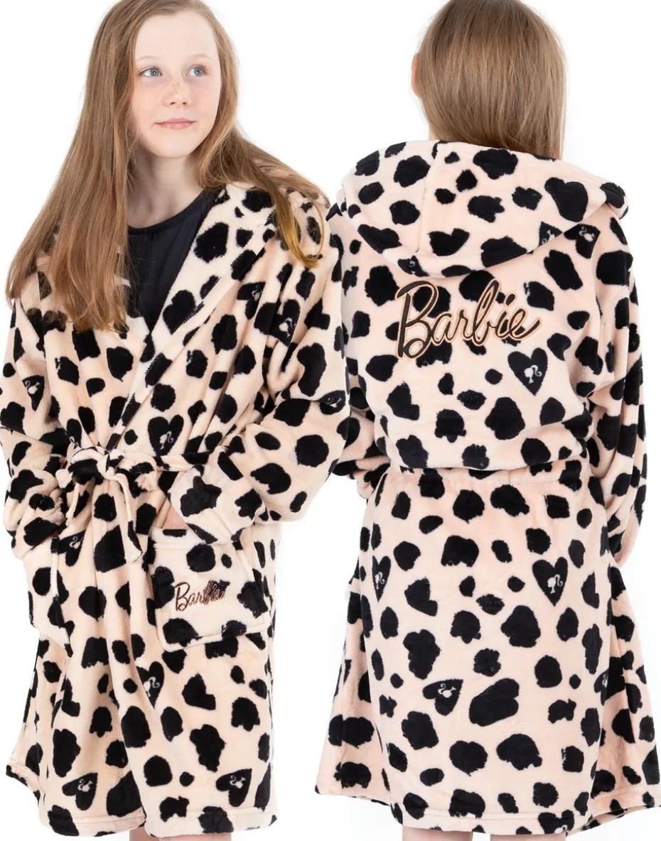 Barbie Girls Beige Leopard Logo Bathrobe (3-12 Years)