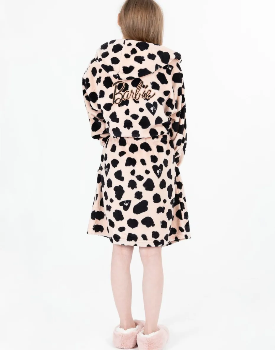 Barbie Girls Beige Leopard Logo Bathrobe (3-12 Years)