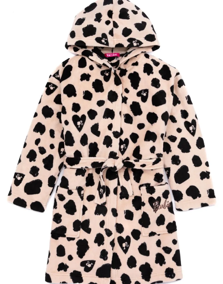 Barbie Girls Beige Leopard Logo Bathrobe (3-12 Years)
