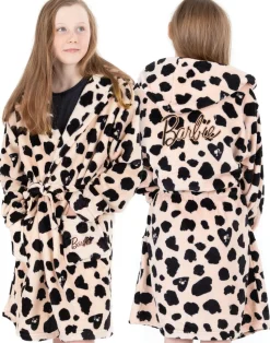 Barbie Girls Beige Leopard Logo Bathrobe (3-12 Years)