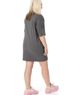 Barbie Grey Pastel Print Logo Skater Short Sleeve T-Shirt Dress