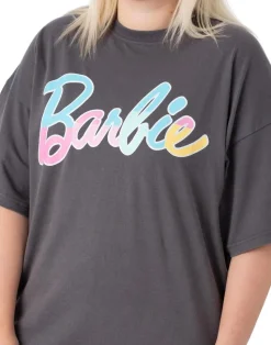Barbie Grey Pastel Print Logo Skater Short Sleeve T-Shirt Dress