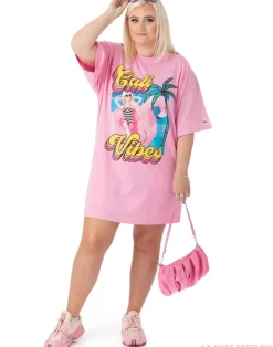 Barbie Pink "Cali Vibes" Skater Short Sleeve T-Shirt Dress