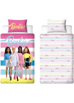 Barbie Pink Unboxed Stripe Polycotton Duvet Cover Set