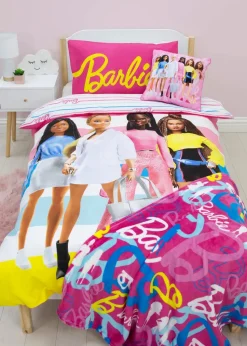 Barbie Pink Unboxed Stripe Polycotton Duvet Cover Set