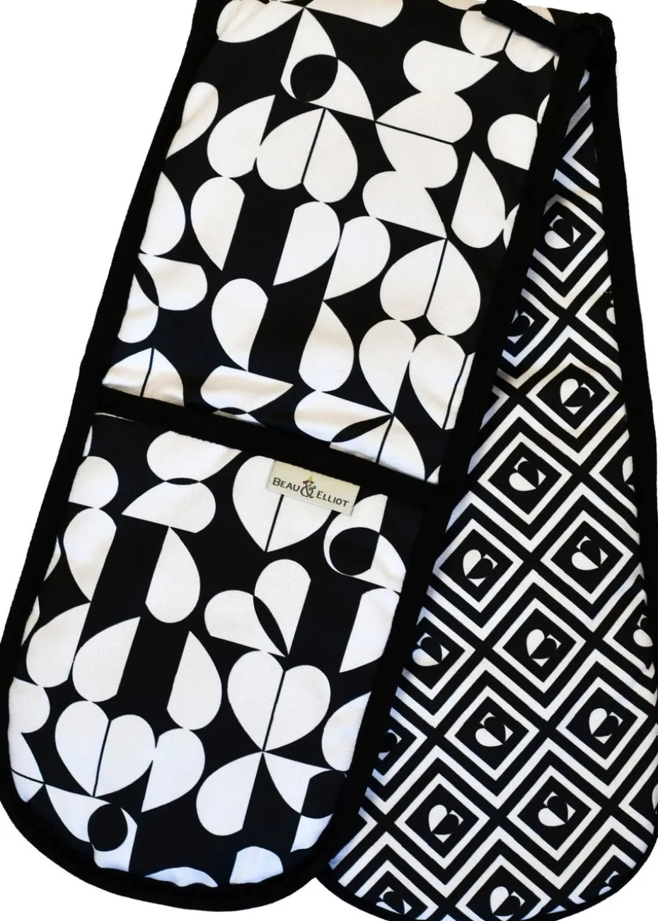 Beau & Elliot Black & White Monochrome Double Sided Oven Gloves