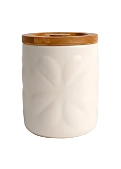 Beau & Elliot Ivory Carnaby Porcelain Embossed Jar with Bamboo Lid