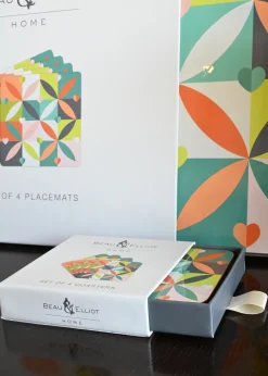 Beau & Elliot Multi Carnaby Coasters Petal in Gift Box Set of 4