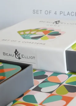 Beau & Elliot Multi Carnaby Coasters Bloom in Gift Box Set of 4