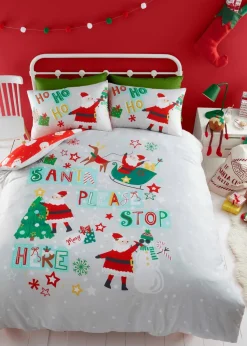 Bedlam Christmas Glow in the Dark Grey Duvet Cover Set