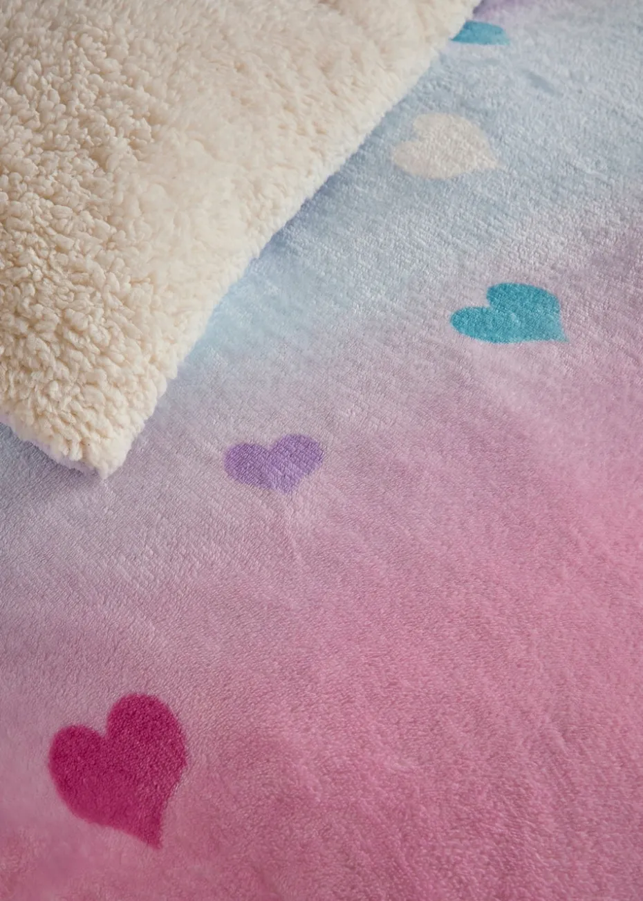 Bedlam Cosy Ombre Heart Pink Plush Duvet Cover Set