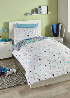 Bedlam Game Glow Reversible Grey Duvet Cover Set