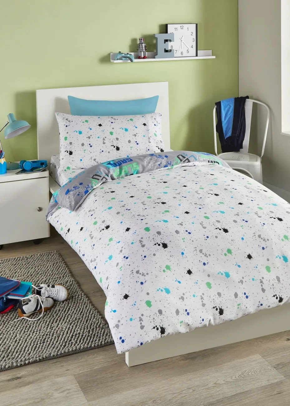 Bedlam Game Glow Reversible Grey Duvet Cover Set