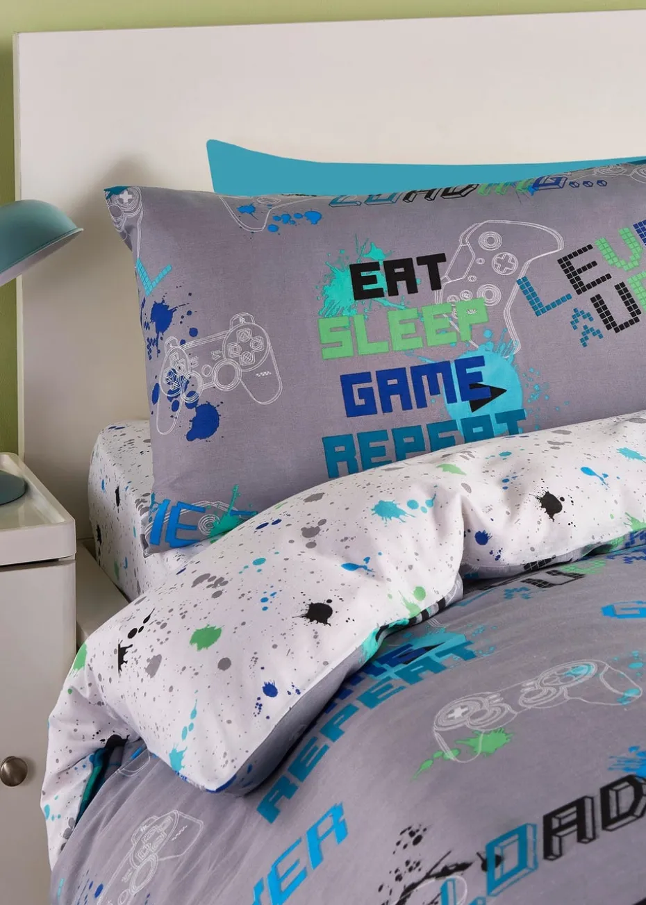 Bedlam Game Glow Reversible Grey Duvet Cover Set
