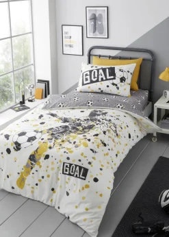 Bedlam Goal Reversible Gold Duvet Cover Set