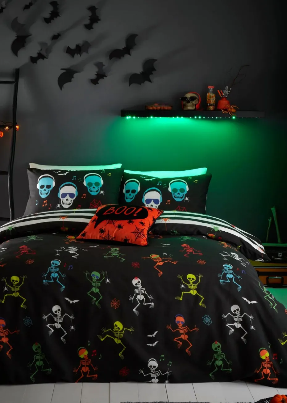 Bedlam Halloween Dancing Skeletons Duvet Cover Set
