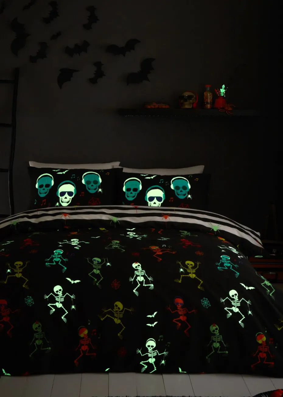 Bedlam Halloween Dancing Skeletons Duvet Cover Set