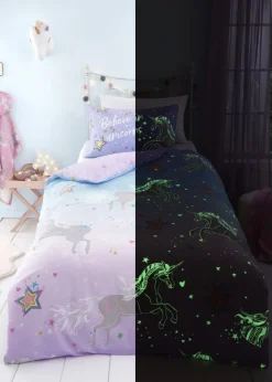 Bedlam Ombre Unicorn Glow in the Dark Lilac Duvet Cover Set