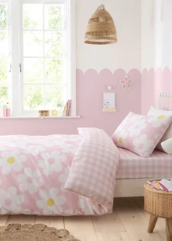 Bedlam Retro Daisy Reversible Pink Duvet Cover Set