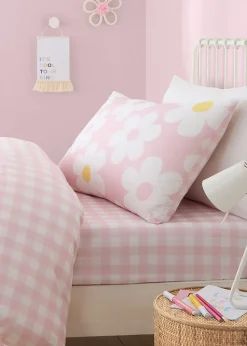 Bedlam Retro Daisy Reversible Pink Duvet Cover Set
