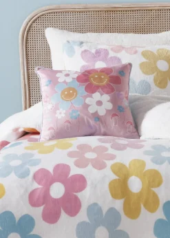 Bedlam Retro Flower White Duvet Cover Set