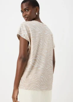 Beige Animal Print Ponte T-Shirt