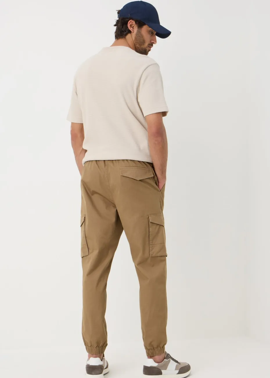 Beige Cuffed Cargo Trousers