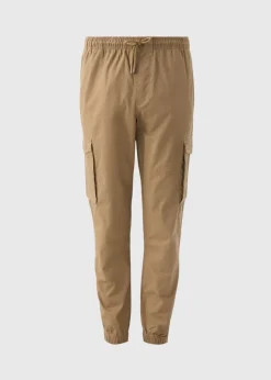 Beige Cuffed Cargo Trousers