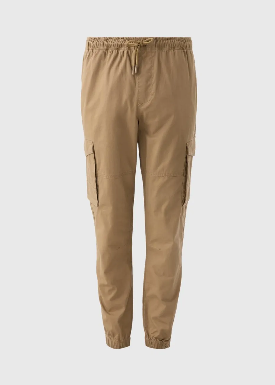 Beige Cuffed Cargo Trousers