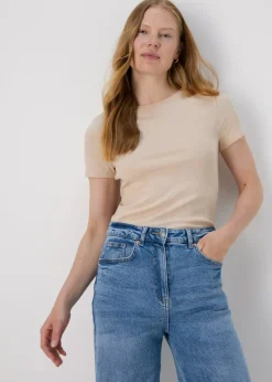 Beige Fitted T-Shirt