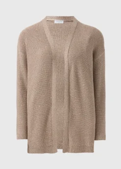 Beige Sequin Longline Cardigan
