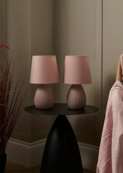 BHS Alder Teardrop Ceramic Table lamp TWIN PACK Pink (32cm x 18cm)