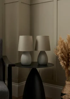 BHS Alder Teardrop Ceramic Table lamp TWIN PACK Grey (32cm x 18cm)