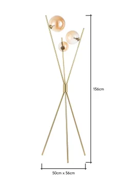 BHS Antique Brass Lincoln Tripod 3 Light Floor Lamp (156cm x 56cm)