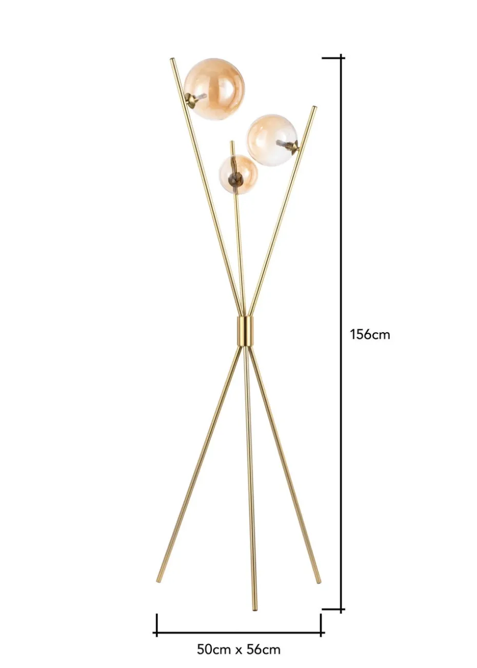 BHS Antique Brass Lincoln Tripod 3 Light Floor Lamp (156cm x 56cm)