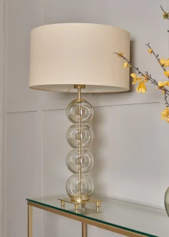 BHS Antique Brass Metro Ball Stacked Table Lamp Champagne  (71cm x 40cm)