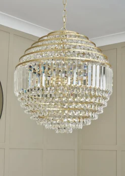 BHS Antique Brass Paladina Large Ball Ceiling Pendant (70-160cm x 50cm)