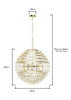 BHS Antique Brass Paladina Large Ball Ceiling Pendant (70-160cm x 50cm)