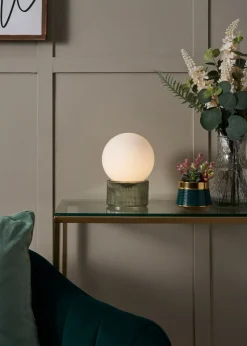 BHS Apple White Glass Ball Table Lamp (20cm x 15cm)