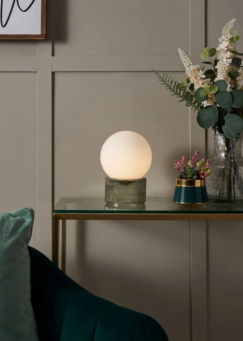BHS Apple White Glass Ball Table Lamp (20cm x 15cm)