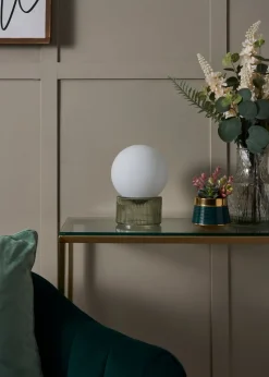 BHS Apple White Glass Ball Table Lamp (20cm x 15cm)