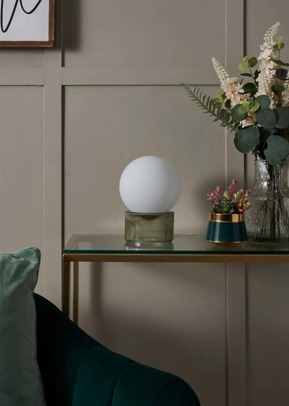 BHS Apple White Glass Ball Table Lamp (20cm x 15cm)