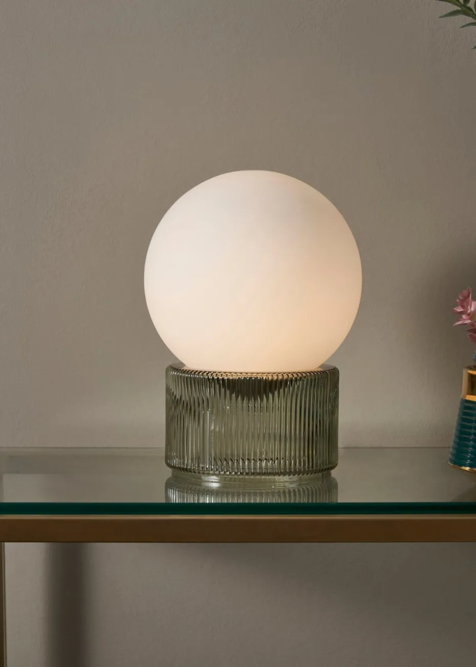 BHS Apple White Glass Ball Table Lamp (20cm x 15cm)