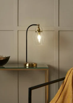 BHS Athea Brass & Bubble Glass Table Lamp (47cm x 23cm)